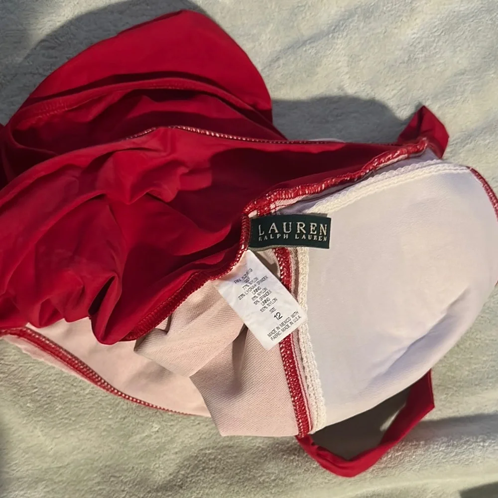 Lauren Ralph Lauren Red Sweetheart One Piece Halter Swimsuit